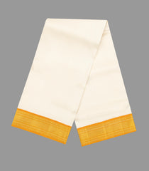 Cream Handloom Korvai Pure Silk 9 Yards Dhoti With 5 Yards Angavasthram-CD1559