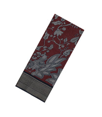 Maroon Printed Art Tussar Saree With Zari Border-BL5097