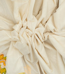 Off White Handloom Kerala Cotton Saree With Printed Krishna Motifs-KEC1003