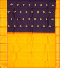 Dark Purple Handloom Korvai Kanchipuram Silk Saree With Floral Zari Buttas -KA13176