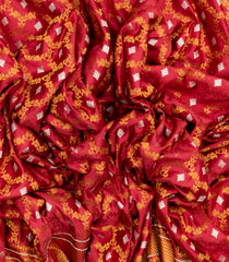 Dark Peach Woven Blended Satin Saree With Floral Jaal Motifs-BL3822