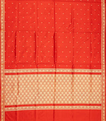 Red Banarasi Silk Saree With Floral Motifs