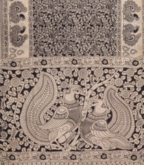 Black Printed Kalamkari Cotton Saree -KAL1231