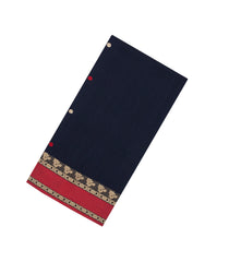 Midnight Blue Handloom Bengal Cotton Saree With Kamalam Buttas-BG1667