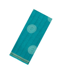 Turquoise Printed Synthetic Dola Silk Saree With Zari Border-SY0414