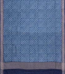 Indigo Printed Chanderi Cotton Saree With Zari Border-CC1467