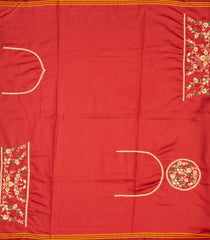 Dark Green Handloom Blended Silk Saree With Ikat Motifs & Hand Embroidered Selvage-EN1714