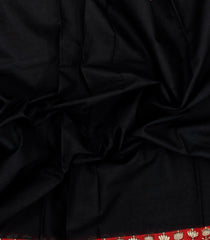 Black Printed Jaipur Cotton Saree With Printed Floral Motif Border-JC1916