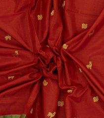 Red Handloom Soft Silk Cotton Saree With Vairaoosi Stripes & Buttas-SC4567