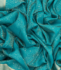 Aquamarine Woven Mysore Crepe Silk Saree With Floral Vine Motifs-MS3128