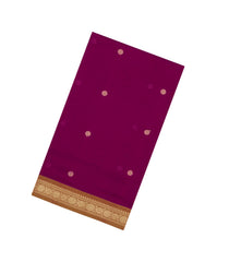 Magenta Handloom Silk Cotton Saree With Kamalam Buttas & Contrast Border-SC3997