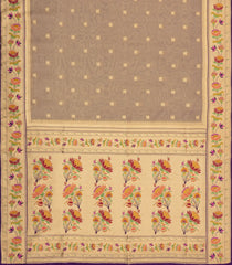 Taupe Woven Dupion Silk Saree With Buttas & Meena Borders-DS0584