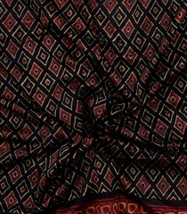 Black Printed Chanderi Cotton Saree With Zari Border-CC1483