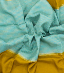 Turquoise Woven Blended Viscose With Zari Checks-BL5569