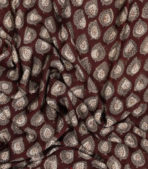 Brown Printed Modal Silk Saree With Floral Motifs-PS0723
