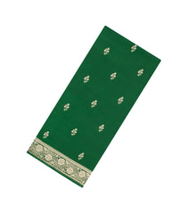 Green Woven Blended Satin Saree With Floral Zari Buttas-BL6005