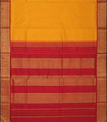 Mango Yellow Handloom Kanchipuram Korvai 9 Yards Silk Saree With Red Border