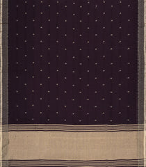 Dark Burgundy Handloom Bengal Cotton Saree With Floral Buttas-BG1586