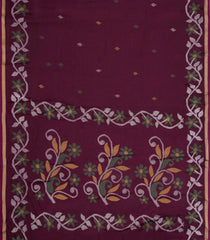Dark Maroon Printed Blended Erode Cotton Saree With Zari Border-SY0458