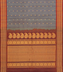 Grey Handloom Gadwal Silk Cotton Saree With Buttas-GA0373