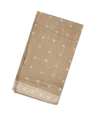 Taupe Woven Crepe Brocade Saree With Embroidered Floral Motifs-EN1634