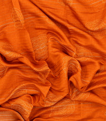 Orange Printed Synthetics Dola With Zari Stripes -BL5244