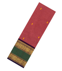 Peach Woven Chettinad Cotton Saree With Buttas & Contrast Border-CN1925