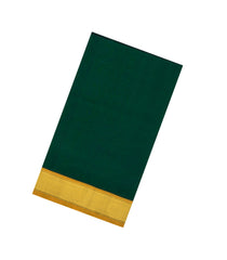 Dark Green Handloom Silk Cotton Saree With Contrast Border-SC4698