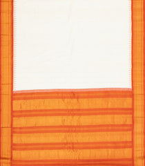 White Handloom Gadwal Cotton Saree With Checks & Contrast Border-GA0344