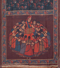 Dark Grey Woven Art Chanderi Saree With Printed Bird Motifs-BL3945