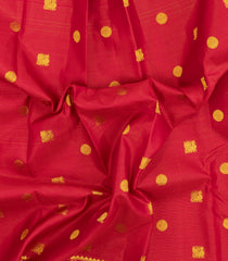 Red Handloom Kanchipuram Silk Saree With Zari Stripes & Buttas-KA15272