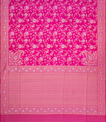 Hot Pink Handloom Banarasi Tanchoi Silk Saree With Meena Floral Motifs-BE1850