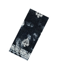 Black Printed Jaipur Cotton Saree With Abstract Motifs-JC1527