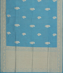Steel Blue Woven Art Dupion Saree With Floral Motifs-BL4741