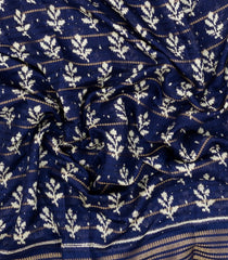 Dark Blue Printed Synthetic Dola Silk Saree With Zari Border-BL5055