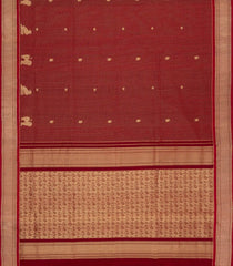 Red Handloom Soft Silk Cotton Saree With Zari Checks & Buttas-SC4438