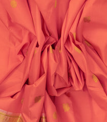 Peach Handloom Kanchipuram Silk Saree With Zari Buttas - KA14621
