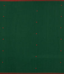 Bottle Green Handloom Bengal Cotton Saree With Coin Buttas-BG1759