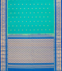 Aquamarine Handloom Gadwal Silk Saree With Buttas & Contrast Border -GA0453