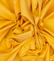 Yellow Handloom Kanchipuram Silk Saree With Floral Motif Border-KA12373