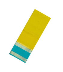 Lime Green Woven Blended Viscose Saree With Zari Checks & Contrast Border-BL6103