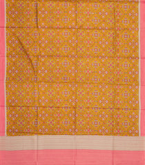 Mustard Printed Pure Silk Saree With Floral Motifs-PS0825