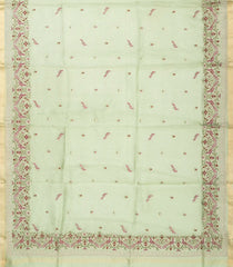 Cardamom Green Handloom Kota Silk Saree With Bird Motifs-KO1040