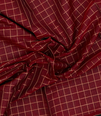 Maroon Handloom Silk Cotton Saree With Zari Checks-SC4410