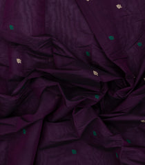 Dark Purple Handloom Kanchi Cotton Saree With Floral Motifs-KC1705
