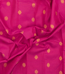Hot Pink Handloom Korvai Kanchipuram Silk Saree With Stripes & Buttas-KA15006