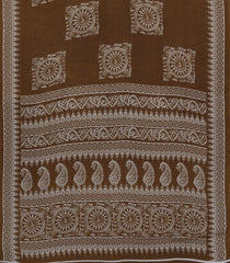 Brown Printed Synthetic Makka Silk Saree With Tribal Motifs-BL5321