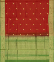 Red Handloom Soft Silk Cotton Saree With Vairaoosi Stripes & Buttas-SC4567