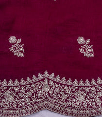 Magenta Woven Synthetic Blended Saree With Embroidered Motifs-EN2072