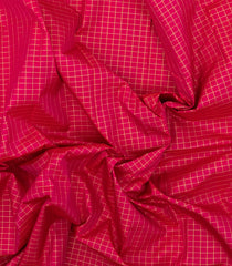 Red Handloom Kanchipuram Silk Saree With Zari Checks-KA14690